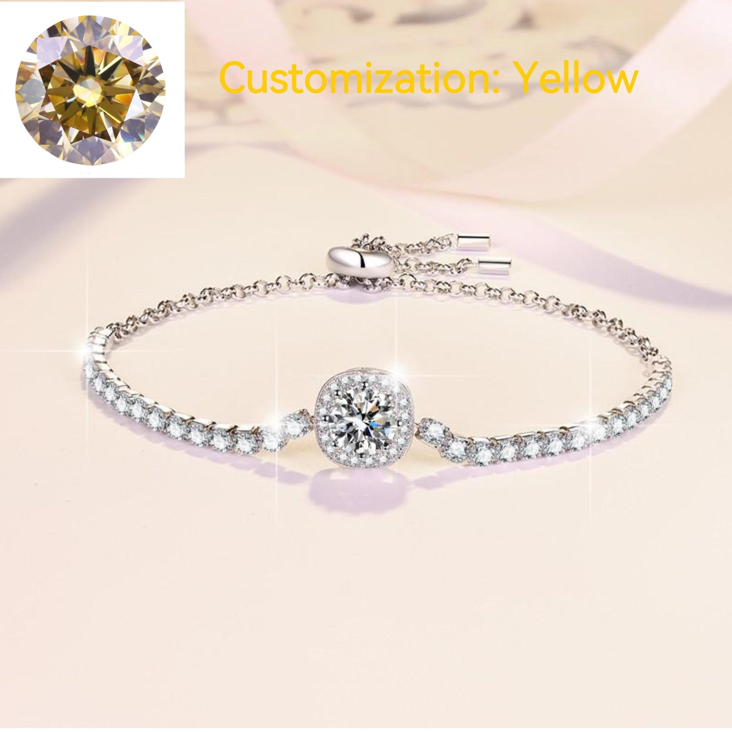 S925 Sterling Silver Starry Sky Bracelet Colored Synthetic Moissanite Bracelet fashion jewelry accessory woman girl promise ring-316(35%)