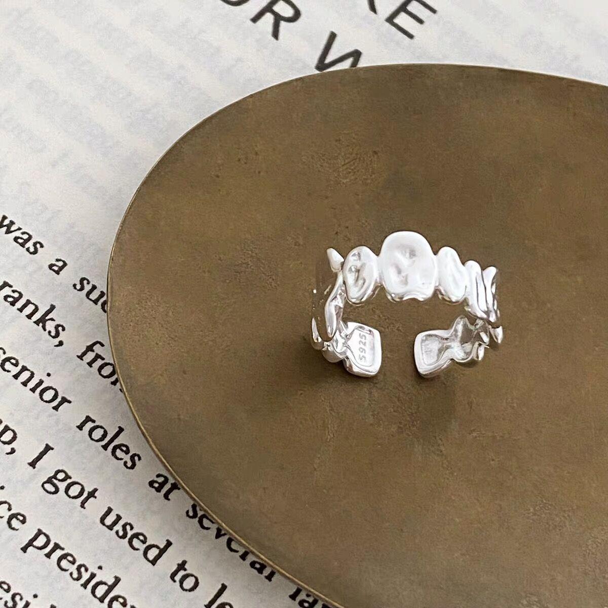 S925 Sterling Silver Irregular Ring Women casual Open Finger Ring -546(45%)