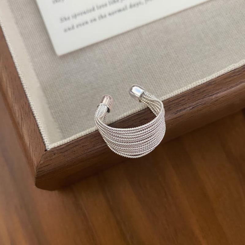 S925 Sterling Silver Minimalist Multi-layer Line Geometry Open Ring for Women -508(45%)