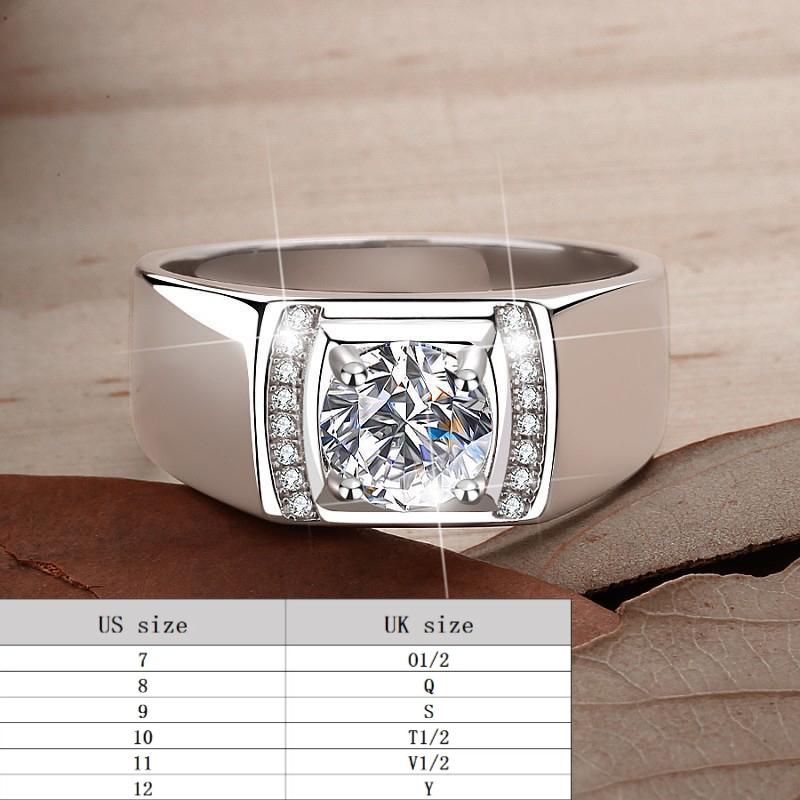 S925 Sterling Silver Man's Ring Inlaid with Super Flash Synthetic Moissanite elegant luxury daily life engagement ring-109(35%)