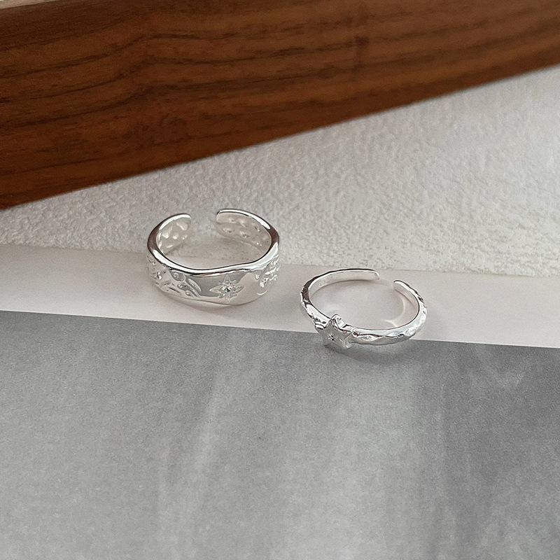 S925 Sterling Silver Irregular Texture Finger Ring for Women - 491(45%)