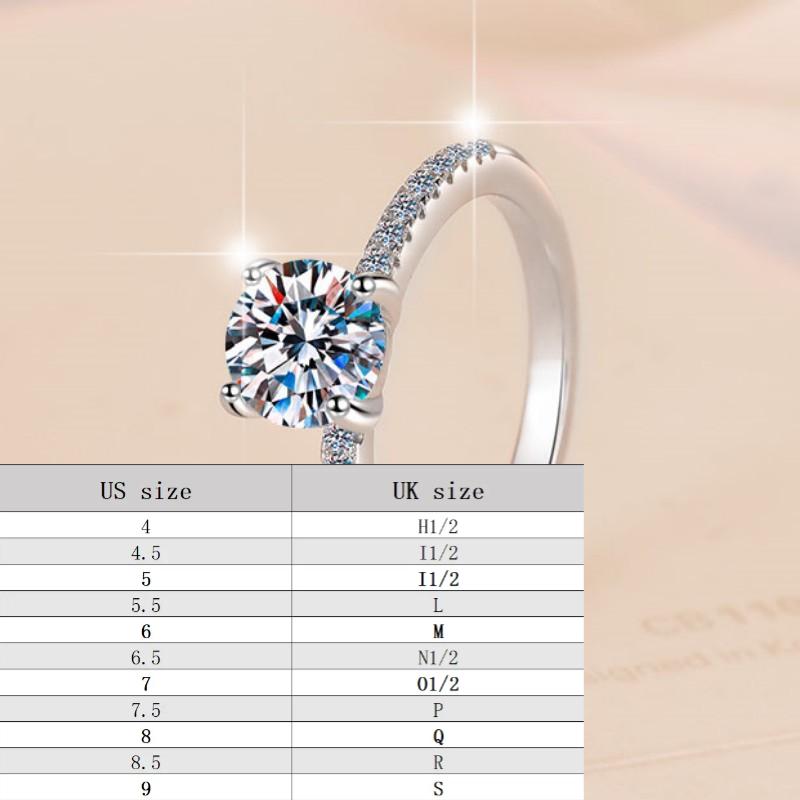 S925 Sterling Silver Four-claws Ring Synthetic Moissanite Ring-347(35%)