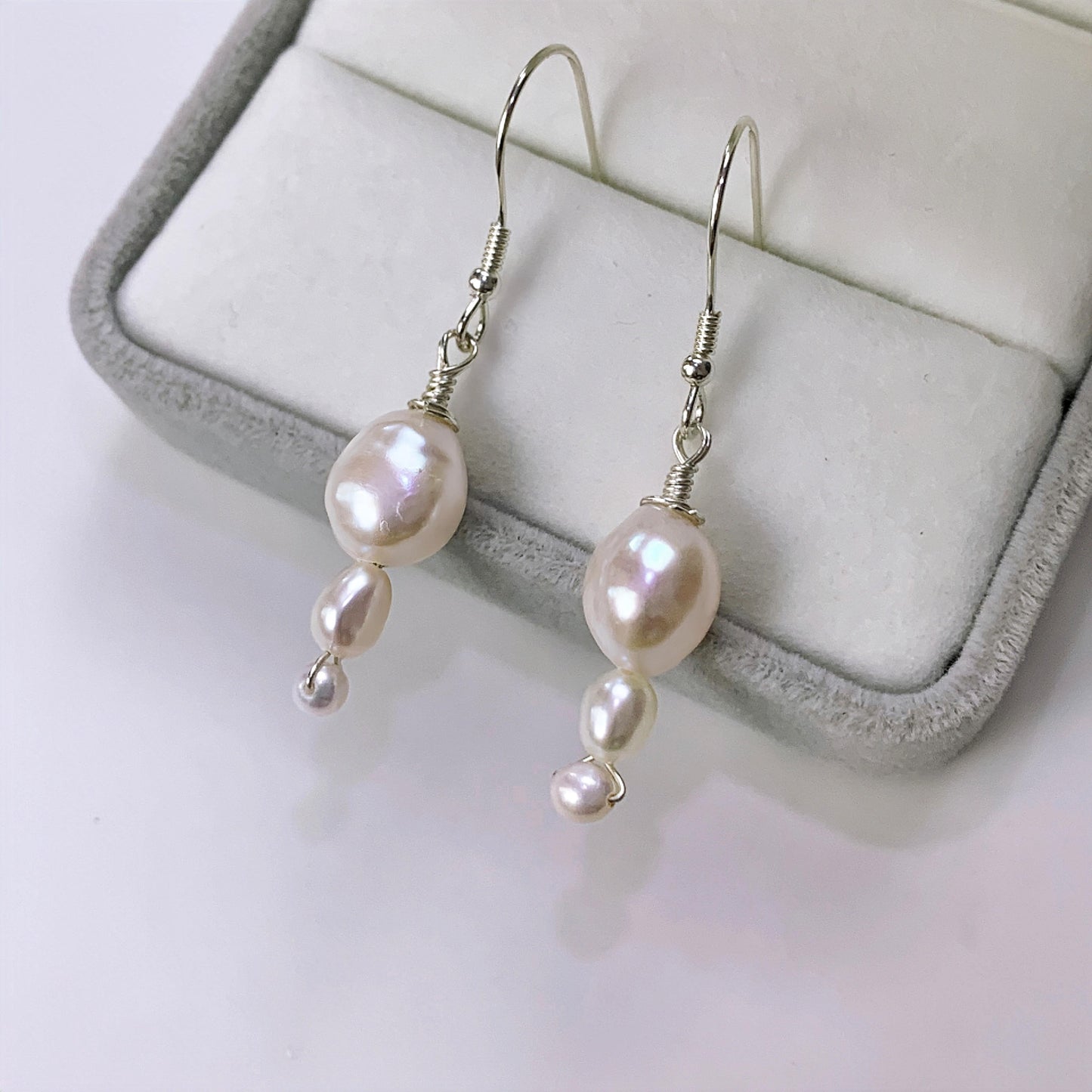 Natural Fresh Water Baroque Handmade Pearl Earrings /S925 Sterling Silver Earrings