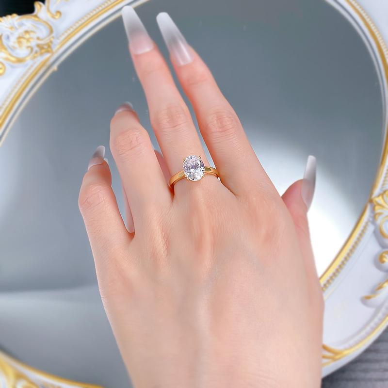 S925 sterling silver oval cut ring 8*10mm 6A cubic zirconia ring fashion jewelry accessory woman girl promise ring-383(35%)