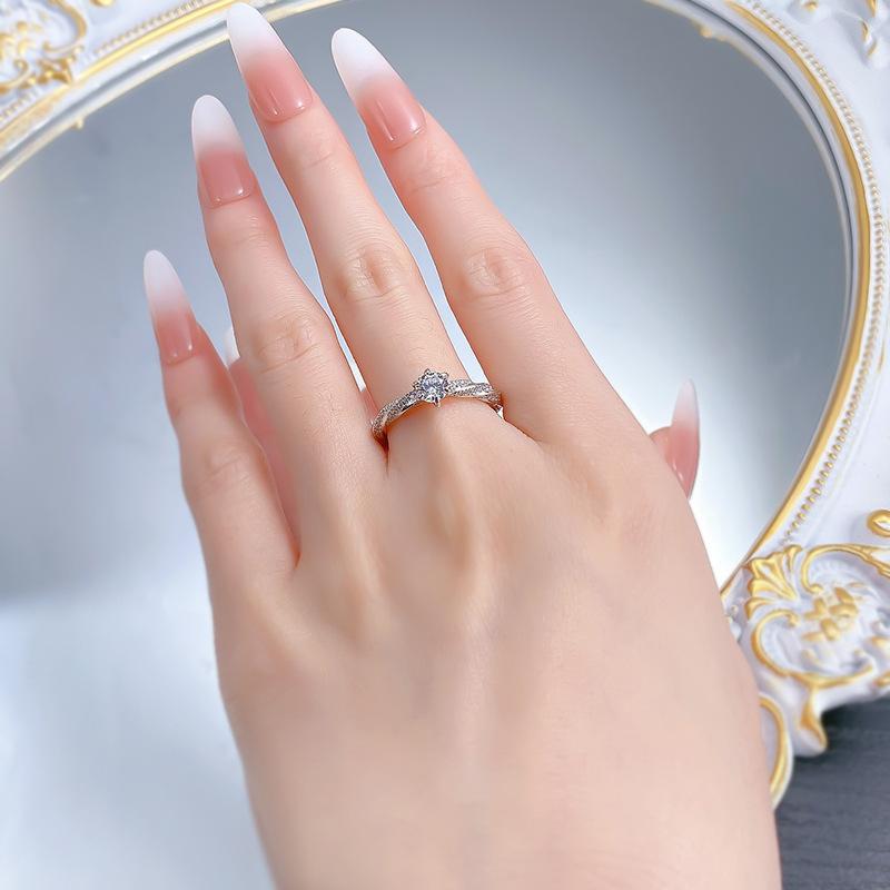 S925 Sterling Silver Six-claw Cut Ring  5mm 6A Cubic Zirconia Ring(35%)