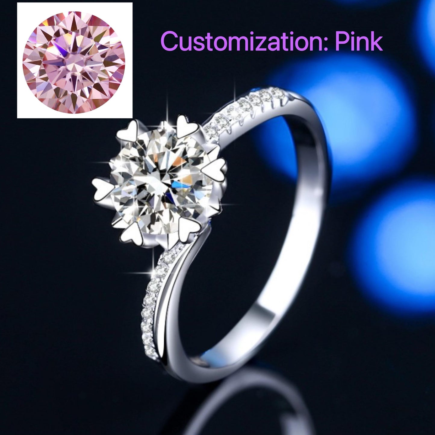 NO.109 S925 Sterling Silver Swing Arm Snowflake Ring/2 Carat/ Synthetic Moissanite Ring fashion jewelry accessory woman girl promise ring Springtok