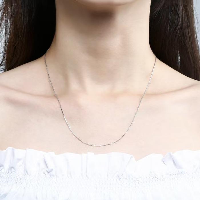 S925 Sterling Silver Box Chain birthday gift silver jewelry minimalist necklace pendant necklace-330(35%)