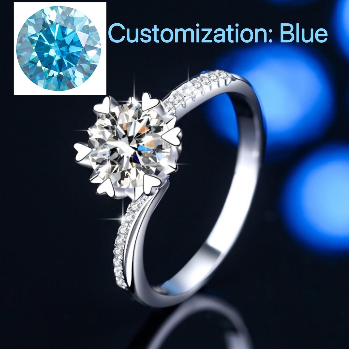 NO.109 S925 Sterling Silver Swing Arm Snowflake Ring/2 Carat/ Synthetic Moissanite Ring fashion jewelry accessory woman girl promise ring Springtok