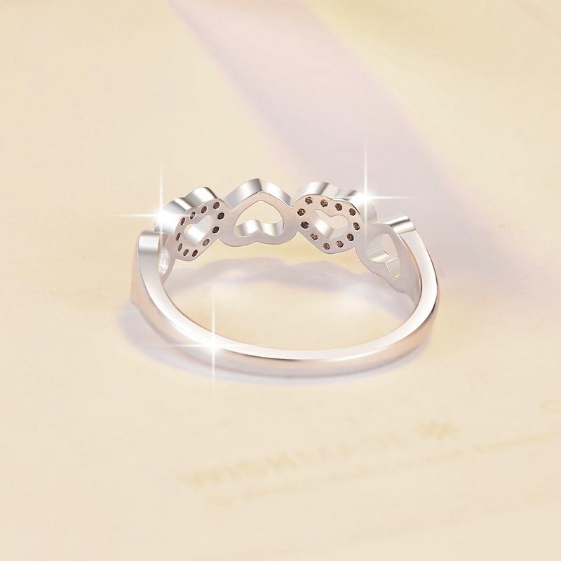 S925 Sterling Silver Little Heart-Shaped Ring  Synthetic Moissanite Ring fashion jewelry accessory woman girl promise ring-236(35%)