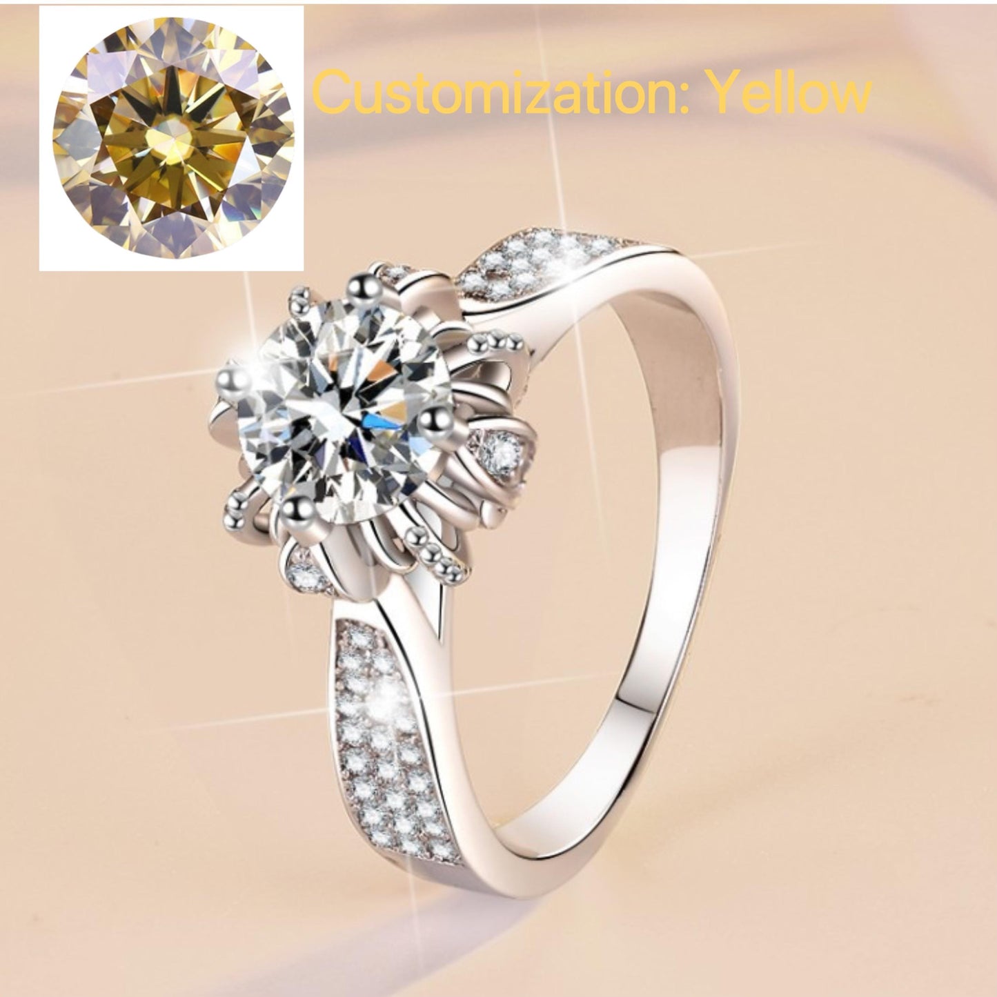 NO.111 925 Sterling Silver Rose Bud Ring Synthetic Moissanite Ring fashion jewelry accessory woman girl promise ring Springtok