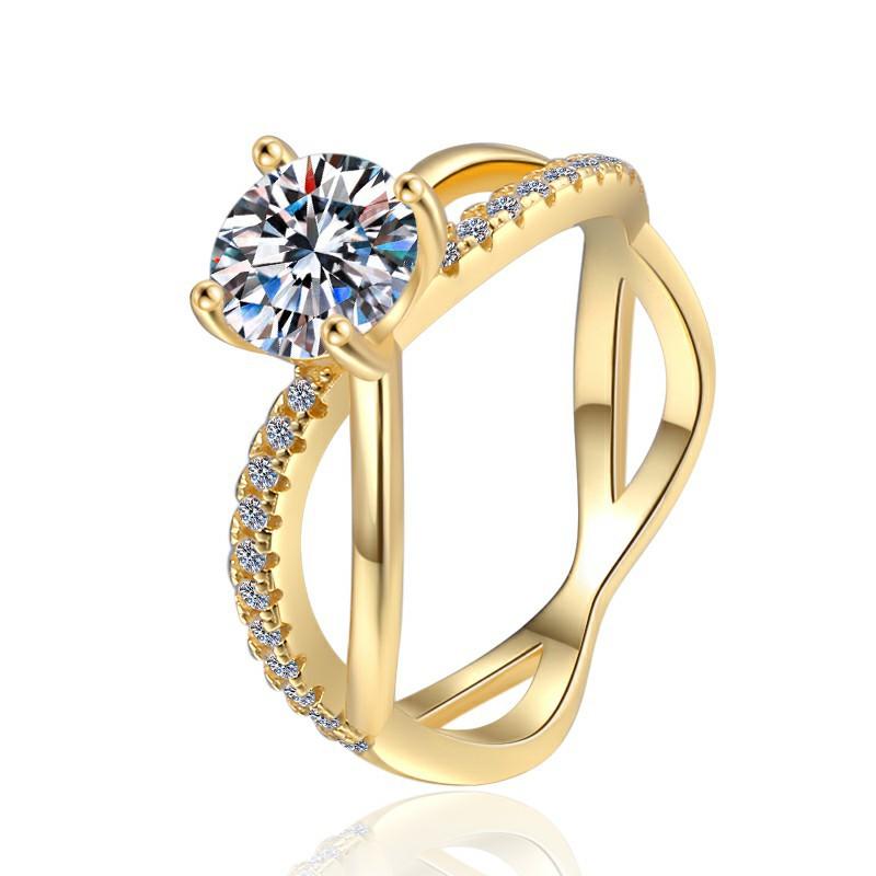 S925 Sterling Silver Four-claw Golden Ring Synthetic Moissanite Ring 1Carat-170(35%)