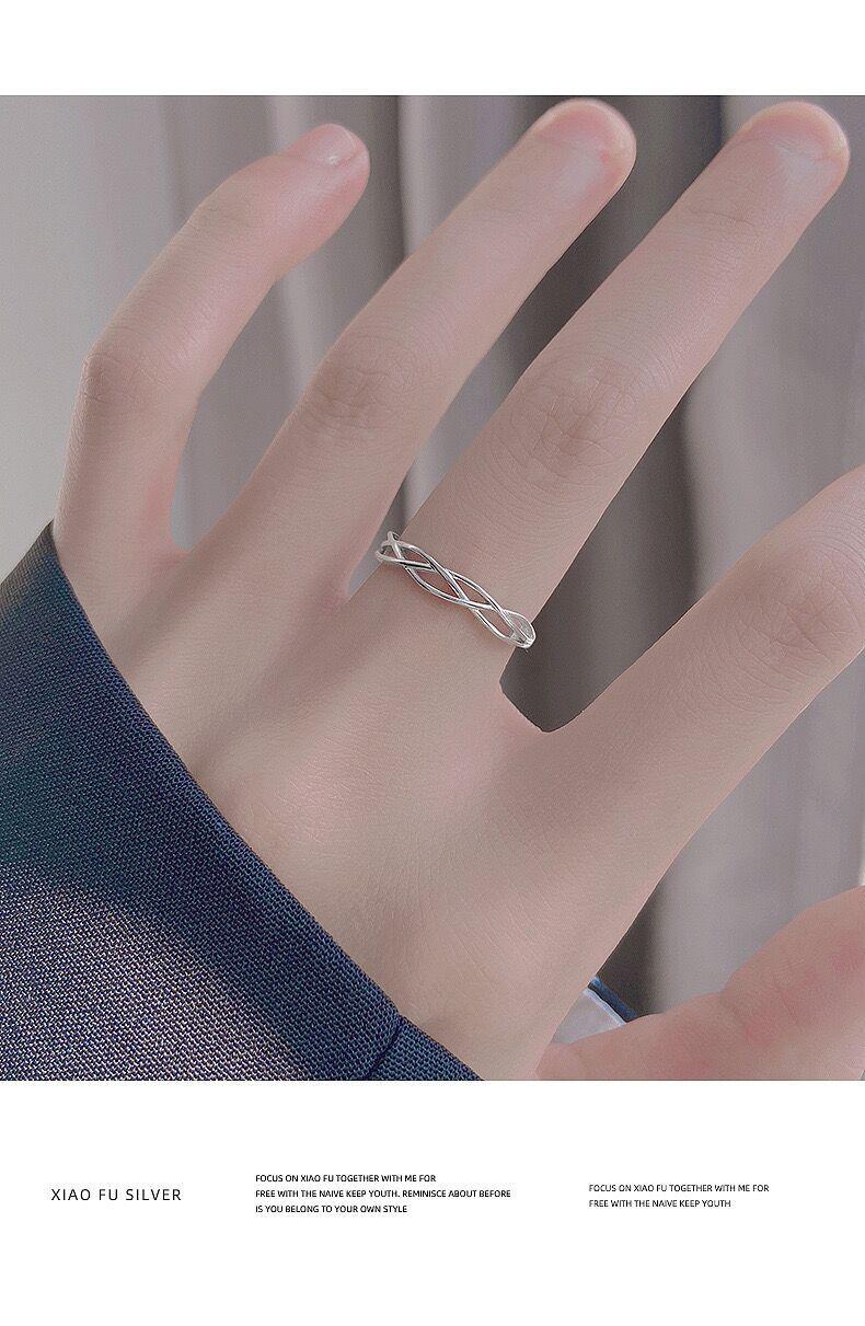 S925 Sterling Silver Plain Circle Geometric Line Winding Ring Female-538(45%)