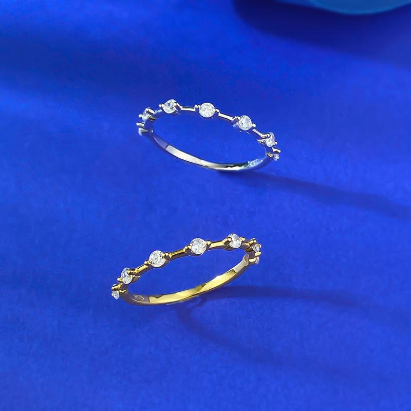 S925 Silver Golden-Plated Band 6A Cubic Zirconia Ring jewellery-116(45%)