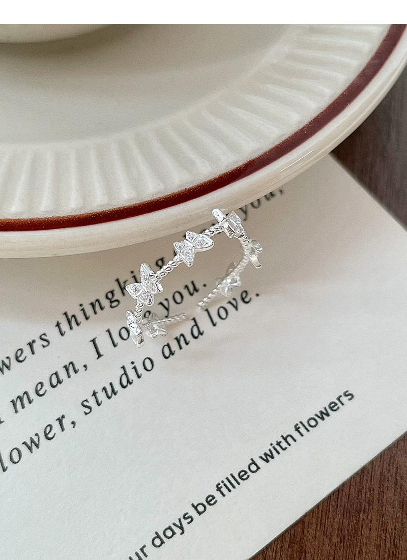 S925 Sterling Silver Three-Dimensional Butterfly Ring Women - 492(45%)