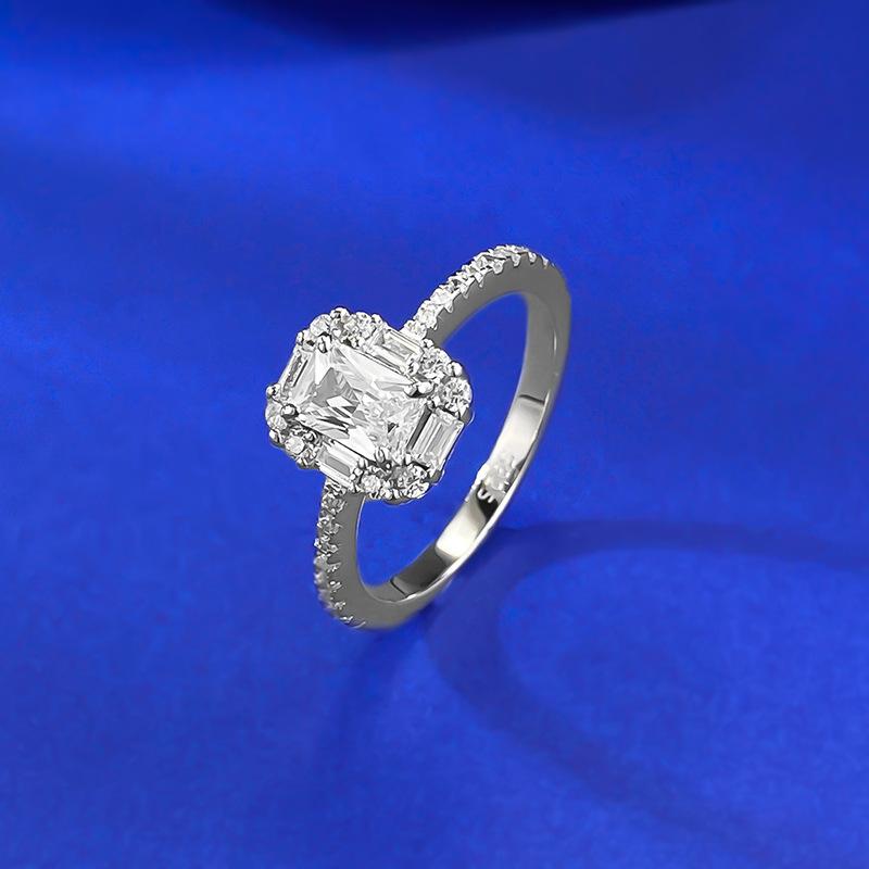 S925 Sterling Silver Rectangular 6A Cubic Zirconia Ring-429(25%)