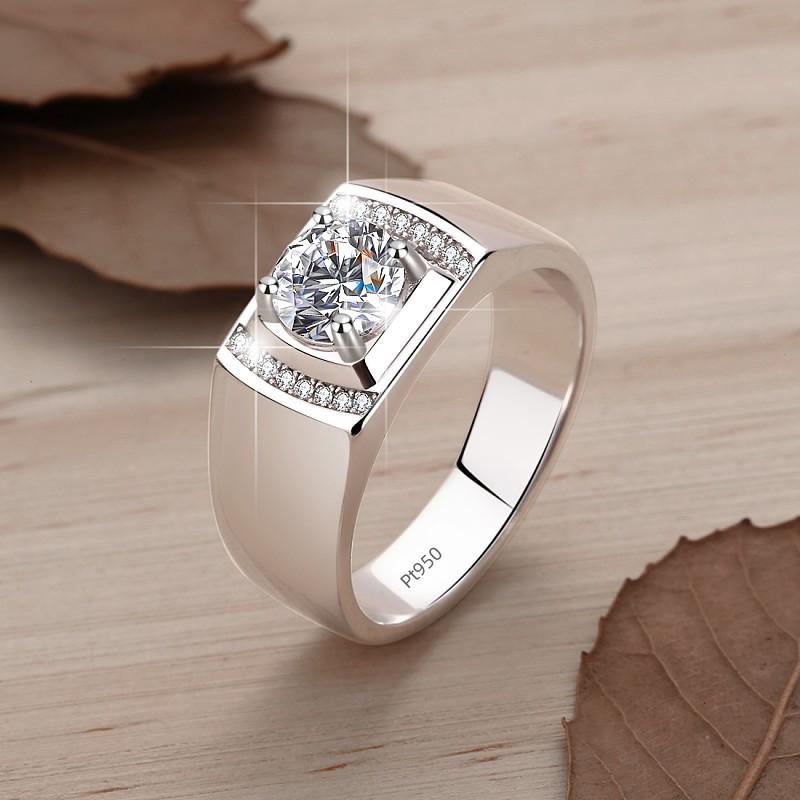 NO.155 S925 Sterling Silver Ring Inlaid with Super Flash Synthetic Moissanite fashion jewelry accessory promise ring Springtok Men's Ring