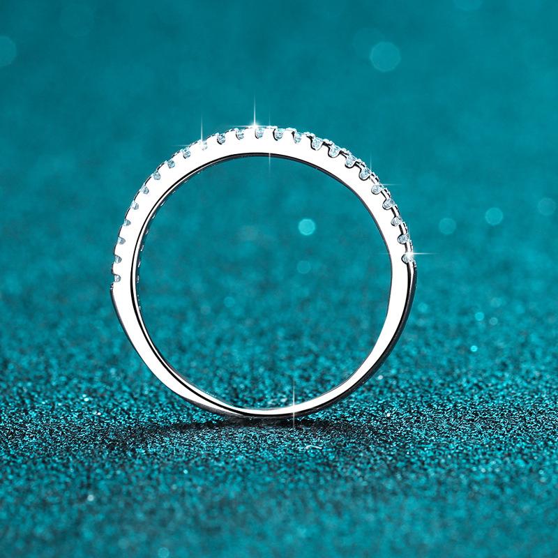 S925 Sterling Silver One-Line Band Ring Synthetic Moissanite fashion jewelry accessory woman girl promise ring-209(35%)