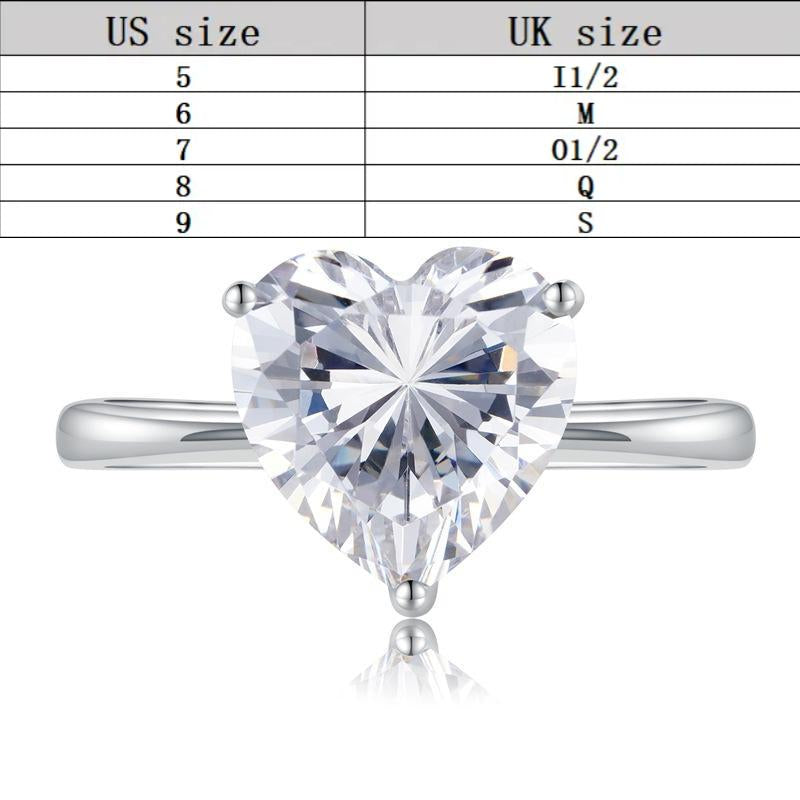 S925 Sterling Silver Heart Cut Heart-Shaped Ring 10*10 6A Cubic Zirconia Ring 4 Carat fashion jewelry accessory woman girl promise ring-229(35%)
