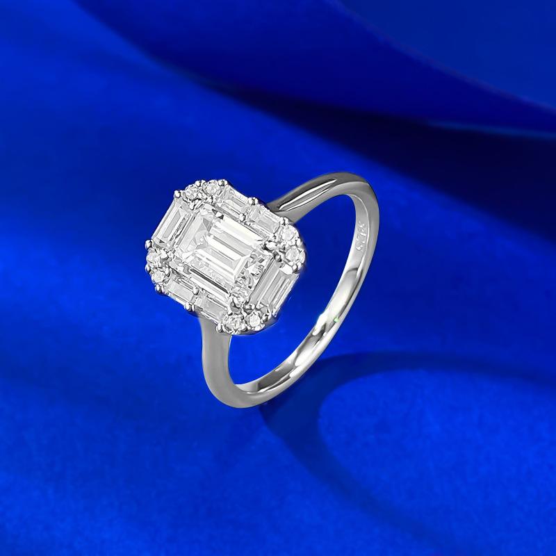 S925 Sterling Silver Grandma Cut Rectangular Ring 5*7mm 8A Cubic Zirconia Ring-575(35%)