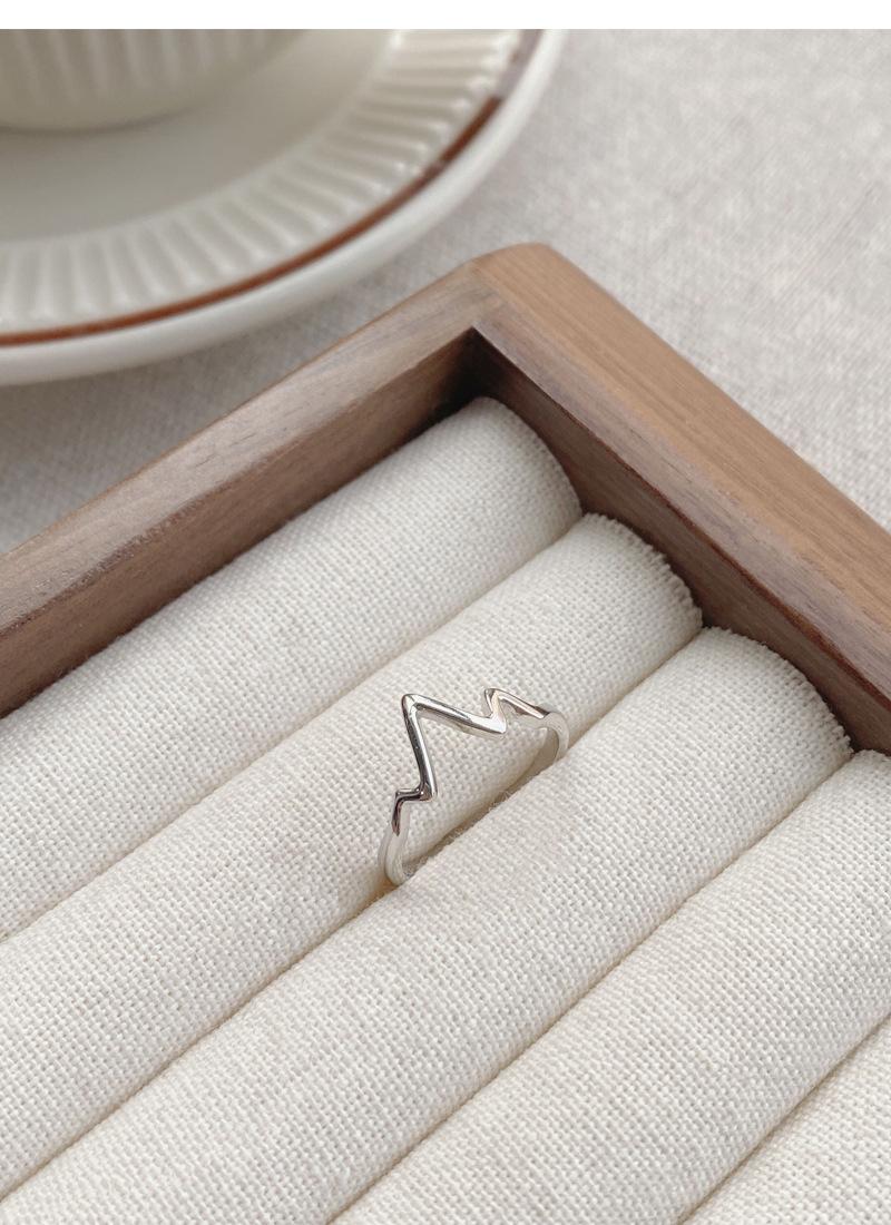 S925 Sterling Silver Simple ECG Ring Switchable Index Finger Women Ring-521(45%)