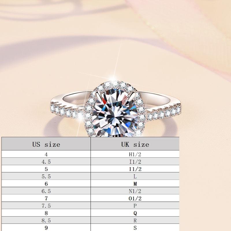 Synthetic moissanite s925 sterling silver halo ring 2 carat elegant luxury Daily Life woman birthday gift engagemen ring springtok-290(35%)