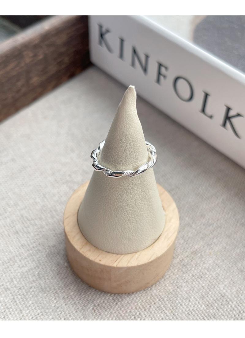 S925 Sterling Silver Simple Braided Twist Ring for Women Open Rings-545(45%)