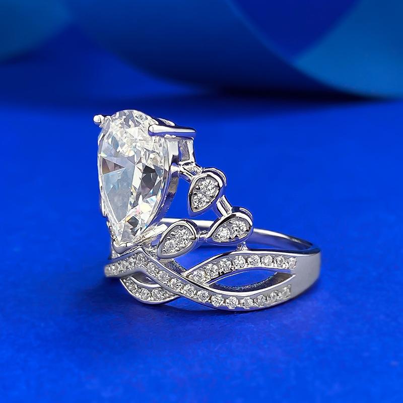 S925 sterling silver oval cut pear-shaped water drop Ring 8*12mm 6A cubic zirconia ring fashion jewelry accessory woman girl promise ring-338(35%)