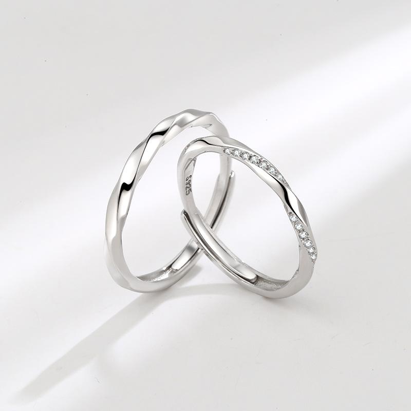 S925 Sterling Silver Mobius Simple Couple Open Ring -481 weddingring(45%)