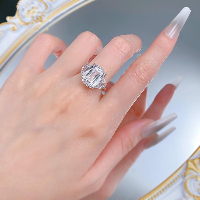S925 Silver Fat Square Prism Cut Ring 10 * 14mm 8A Cubic Zirconia Ring fashion jewelry accessory woman girl promise ring-285(35%)