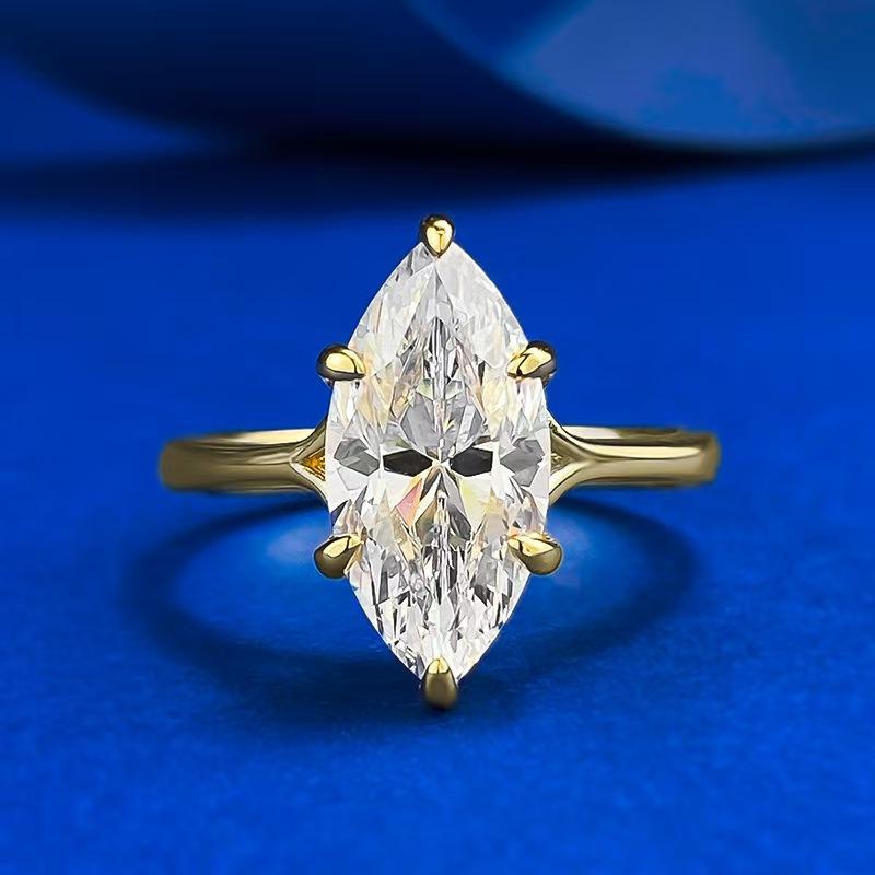 NO.11 S925 Marquise Ring 7*14mm 6A Cubic Zirconia Ring Plain Circle fashion jewelry accessory woman girl promise ring Springtok