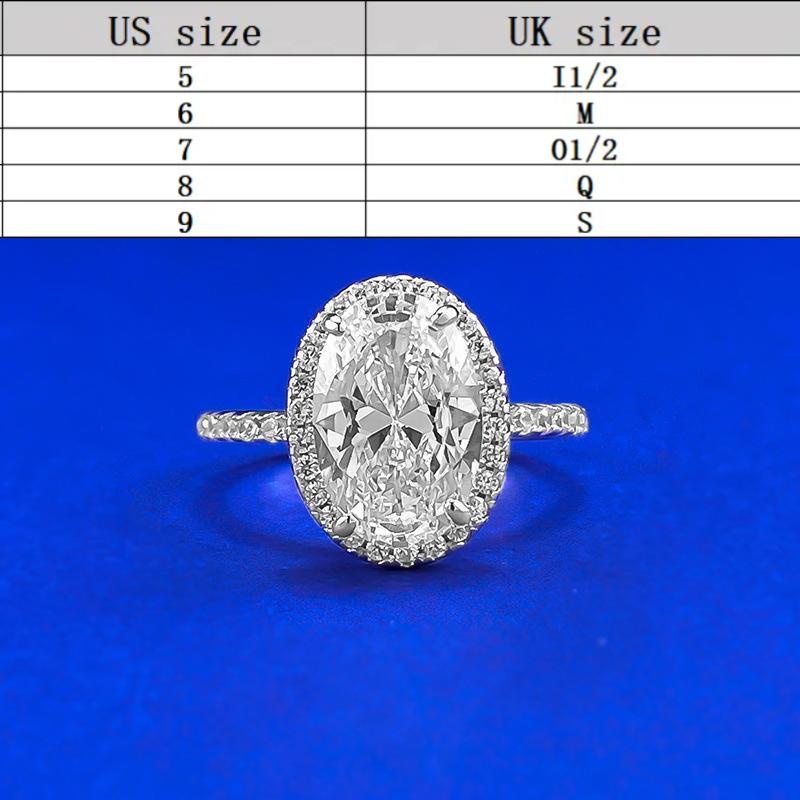 S925 sterling silver oval cut full pigeon egg Ring 8*12mm 8A cubic zirconia ring-184(35%)