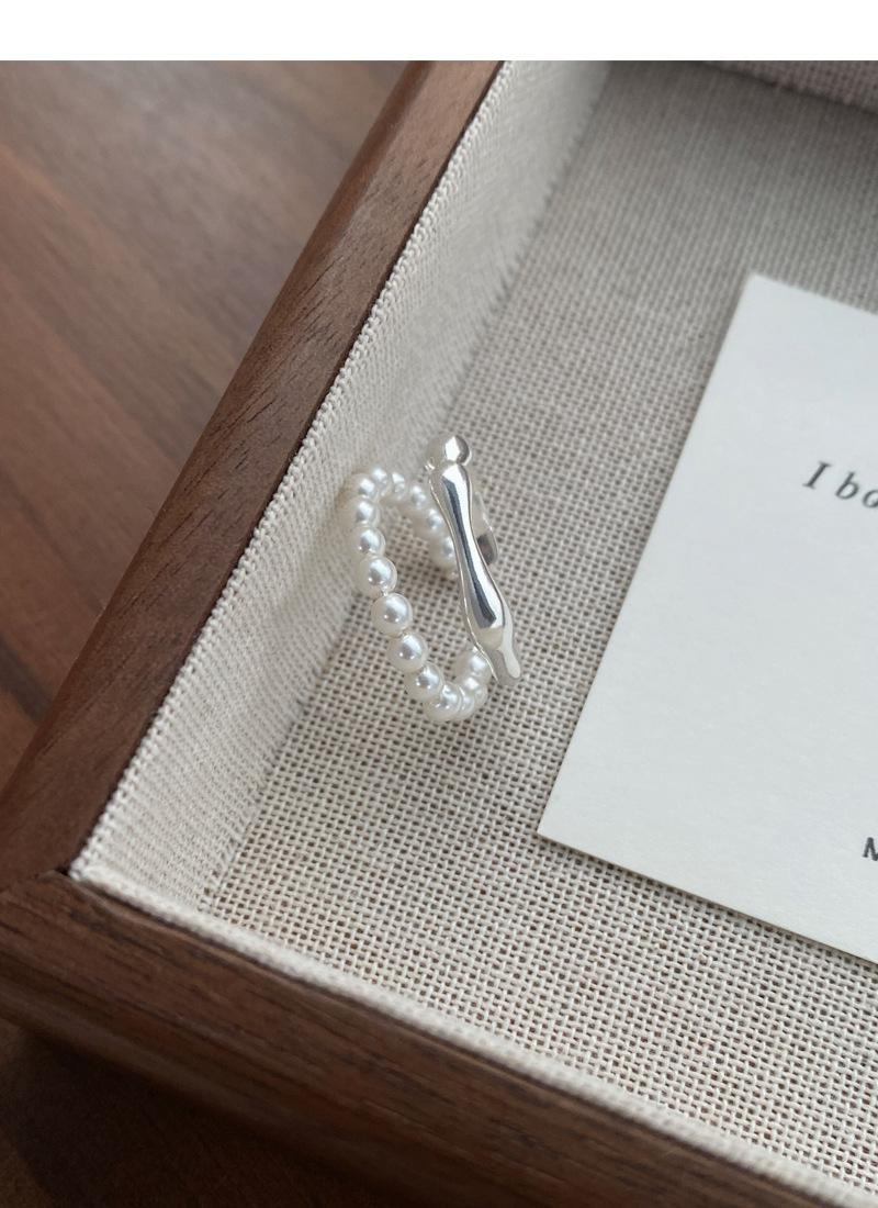 S925 Sterling Silver Double-Layer Pearl Ring for Women Switchable Index Finger Ring-512(45%)