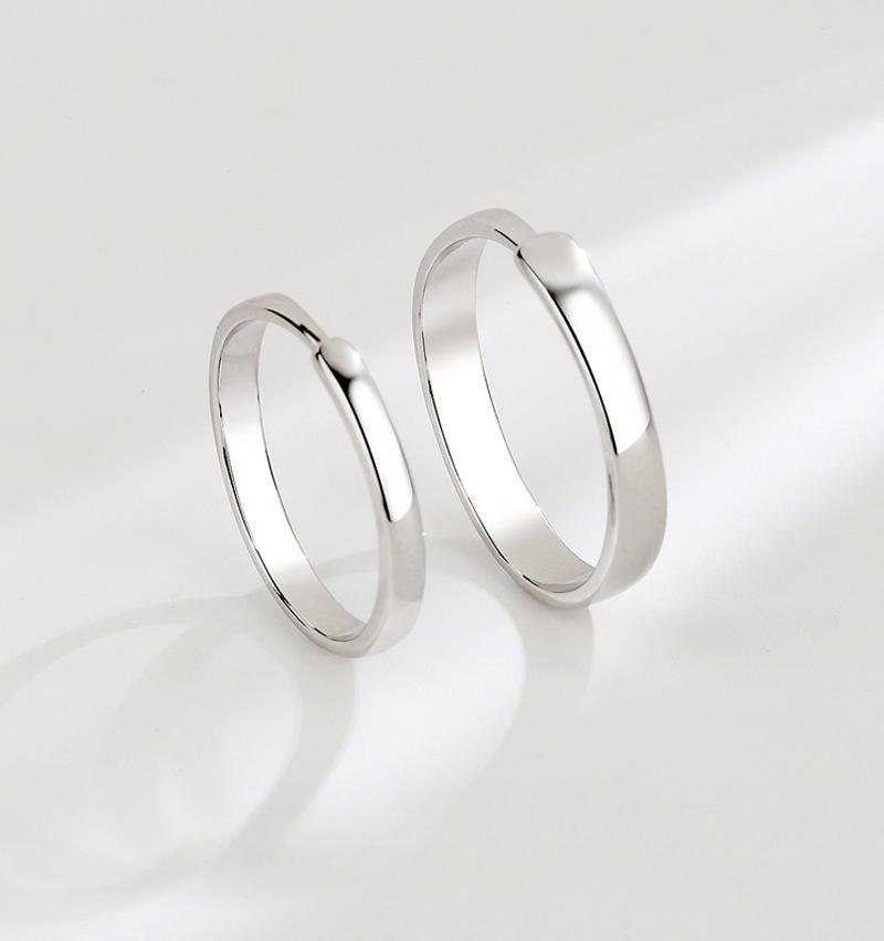 S925 Sterling Silver Simple Smooth Couple Ring Adjustable - 626 weddingring(45%)