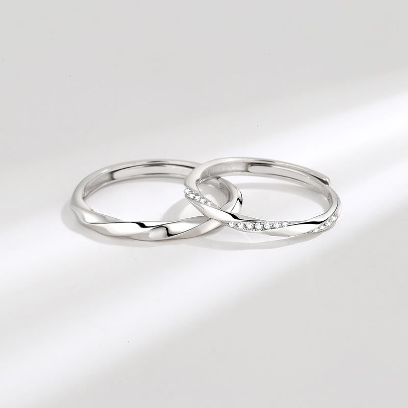 S925 Sterling Silver Mobius Simple Couple Open Ring -481 weddingring(45%)