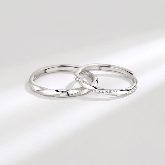 S925 Sterling Silver Mobius Simple Couple Open Ring -481 weddingring(45%)
