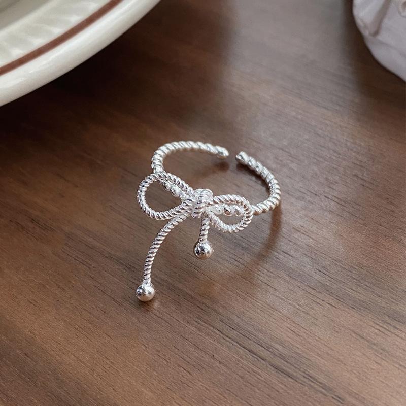 S925 Sterling Silver Bowknot Braided Open Ring for Women - 518(45%)