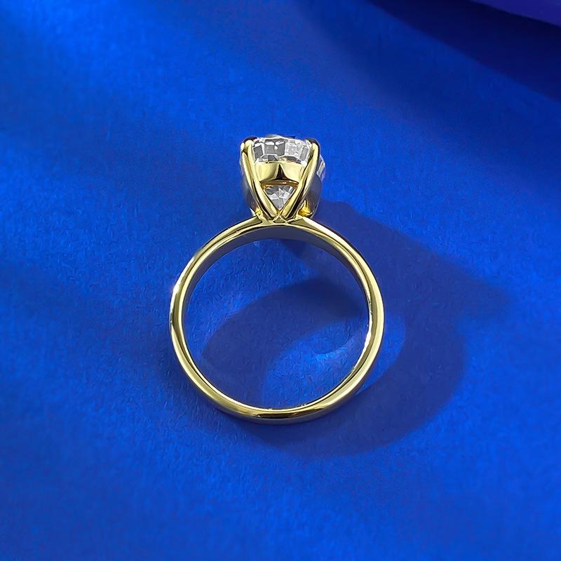 S925 Sterling Silver Ice Flower Cut Elonggate Oval Ring 8*12mm 8A Cubic Zirconia Ring-142(45%)