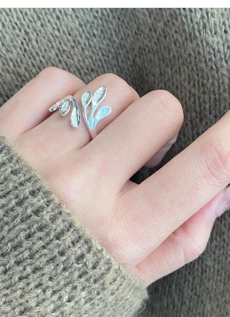 S925 Sterling Silver Vine Leaf Ring for Women Open Ring -524 leaf  ring(45%)
