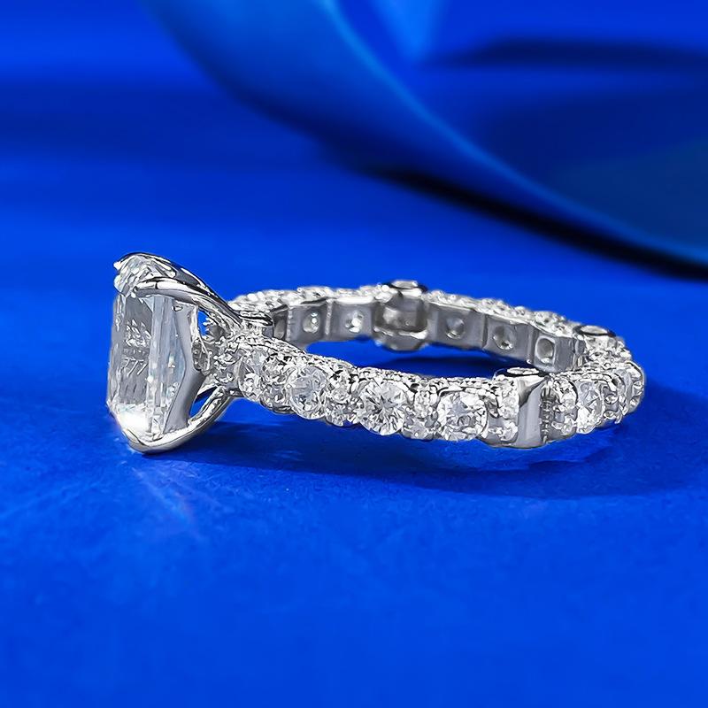 S925 Sterling Silver Grandma Cut Rock Sugar Ring 6*9mm 6A Cubic Zirconia Ring-368(35%)