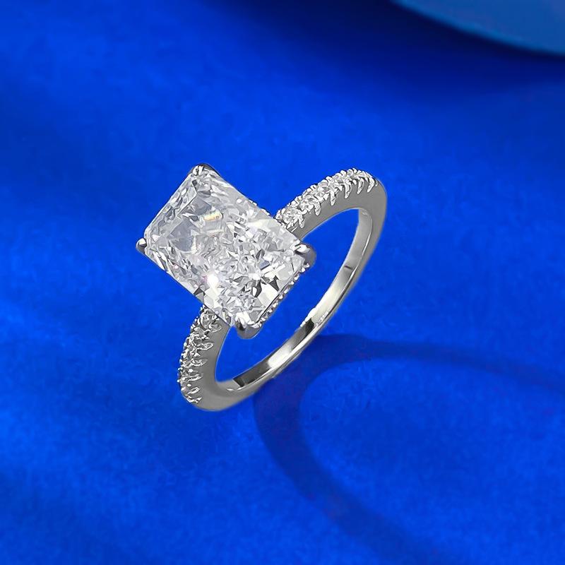 S925 Sterling Silver Rectangular 7*10mm 6A Cubic Zirconia Ring-437 custom  engagement  ring(25%)