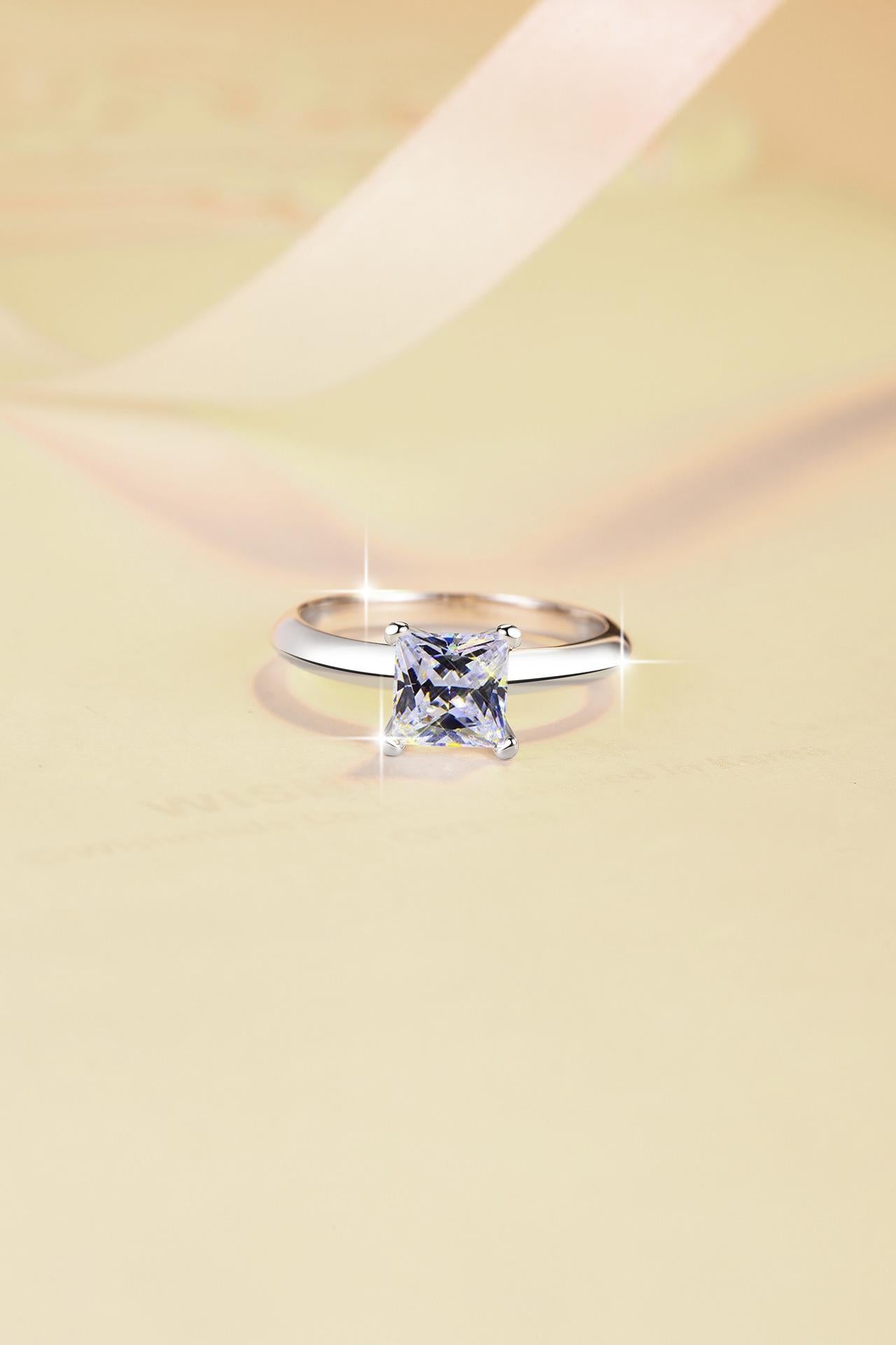 6A Cubic Zirconia S925 Sterling Silver Four-claw Princess Square Ring 1.2Carat-469(25%)