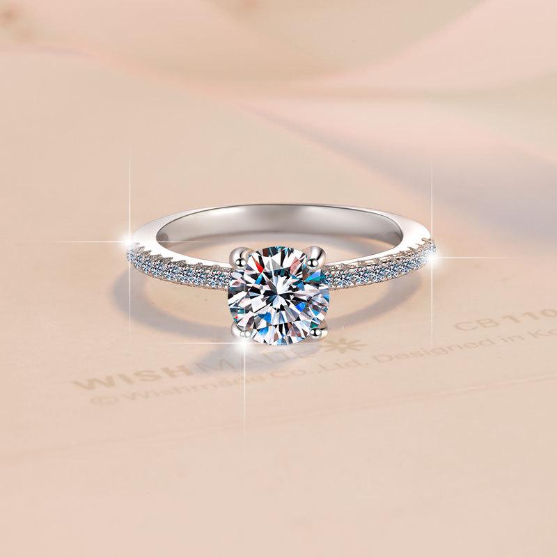S925 Sterling Silver Four-claws Ring Synthetic Moissanite Ring-347(35%)
