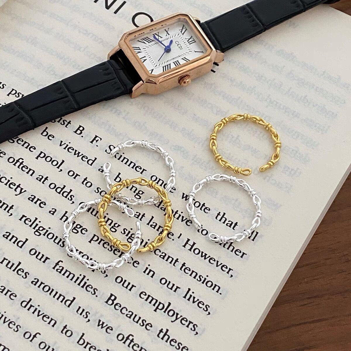 S925 Sterling Silver Threaded Knotted Braided Ring for Women Open -550(45%)