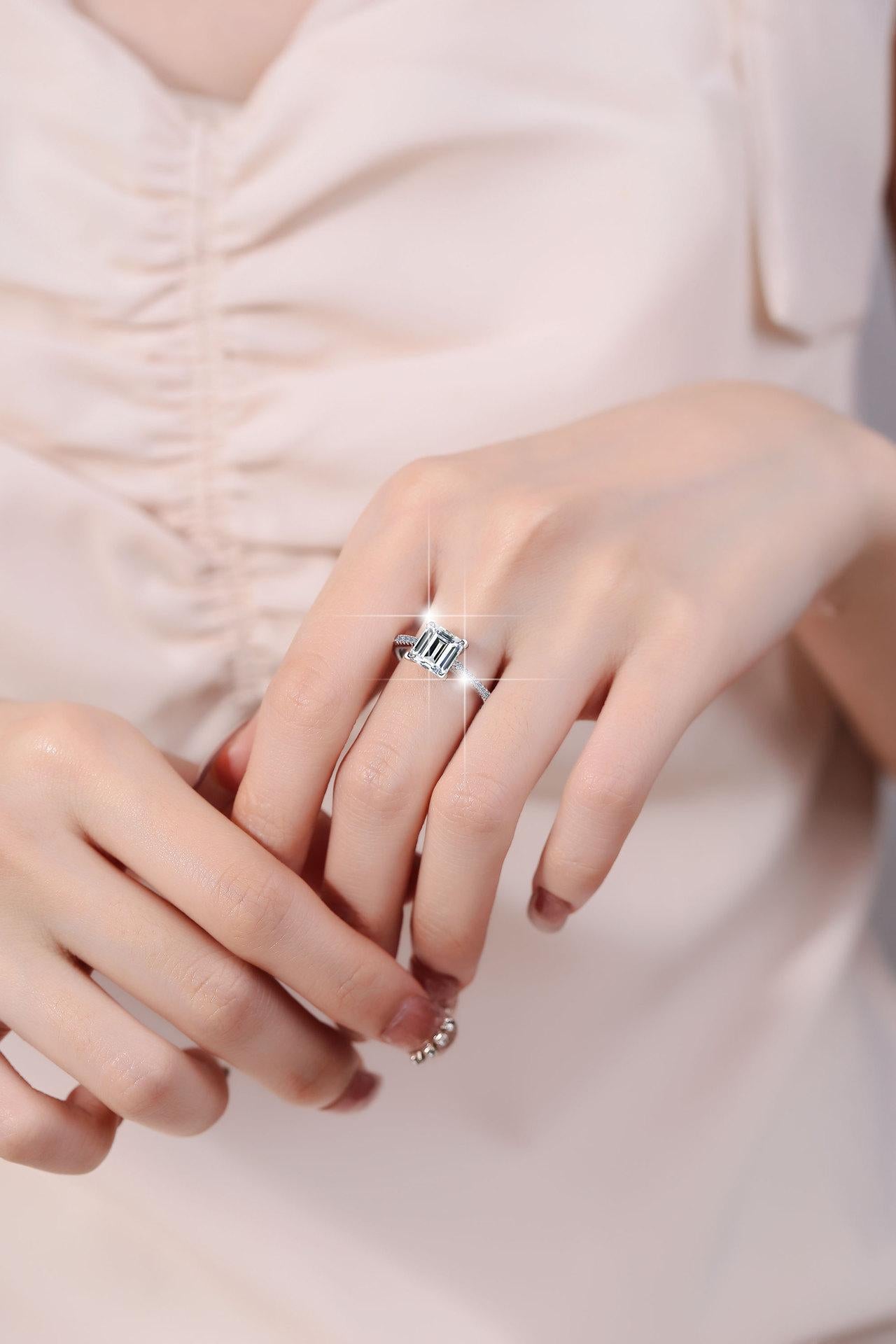 NO.135 S925 Sterling Silver Princess Ring Synthetic Moissanite Ring fashion jewelry accessory woman girl promise ring Springtok