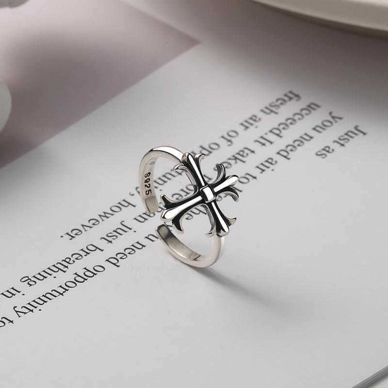 S925 Sterling Silver Cross Open for Men Ring -495(45%)