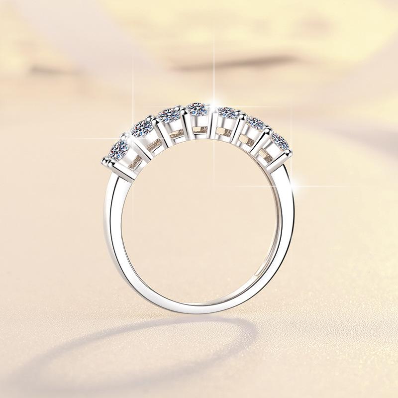 Synthetic Moissanite S925 Sterling Silver Eight Stars Band Ring Open Ring fashion jewelry accessory woman girl promise ring Springtok-275(35%)