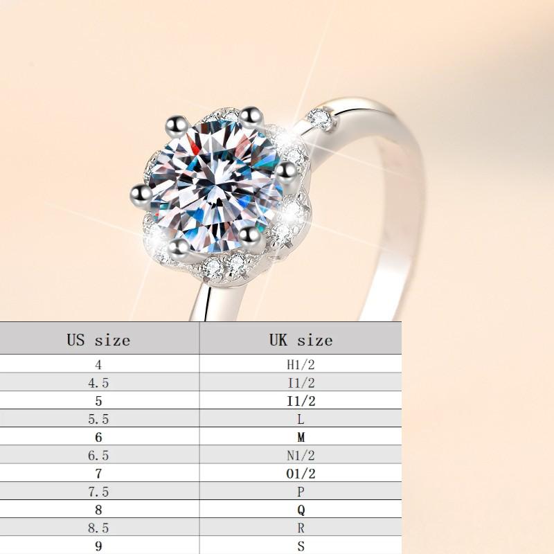 S925 Sterling Silver Six-Claw Ring Synthetic Moissanite Ring fashion jewelry accessory woman girl promise ring-244(35%)