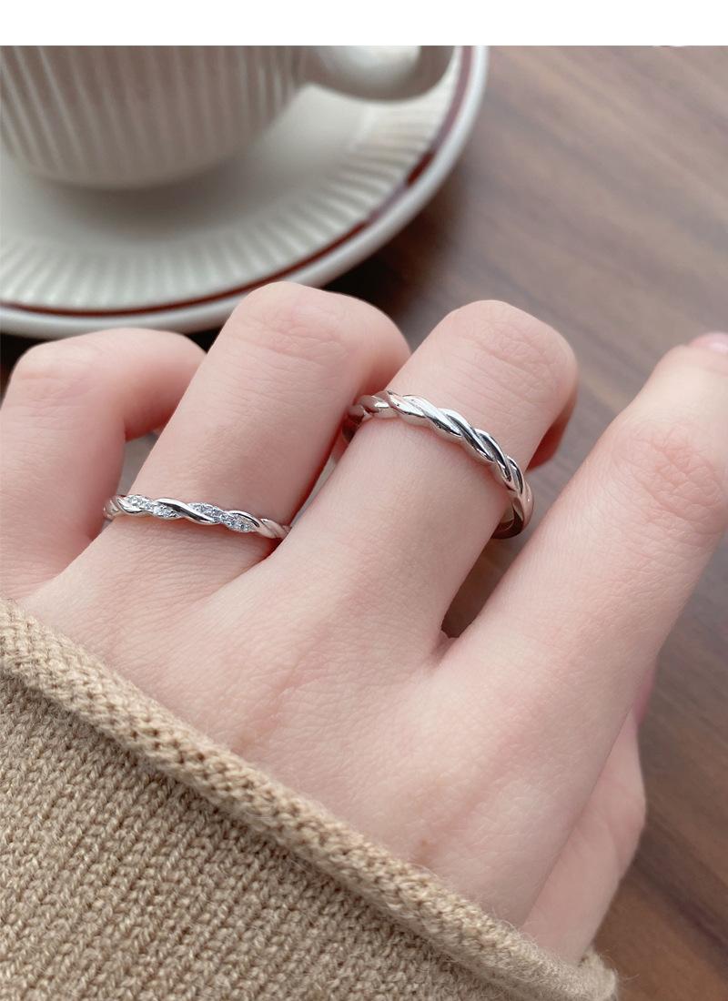 S925 Sterling Silver Mobius Ring Couple Rings Simple Adjustable Band -519 weddingring(45%)