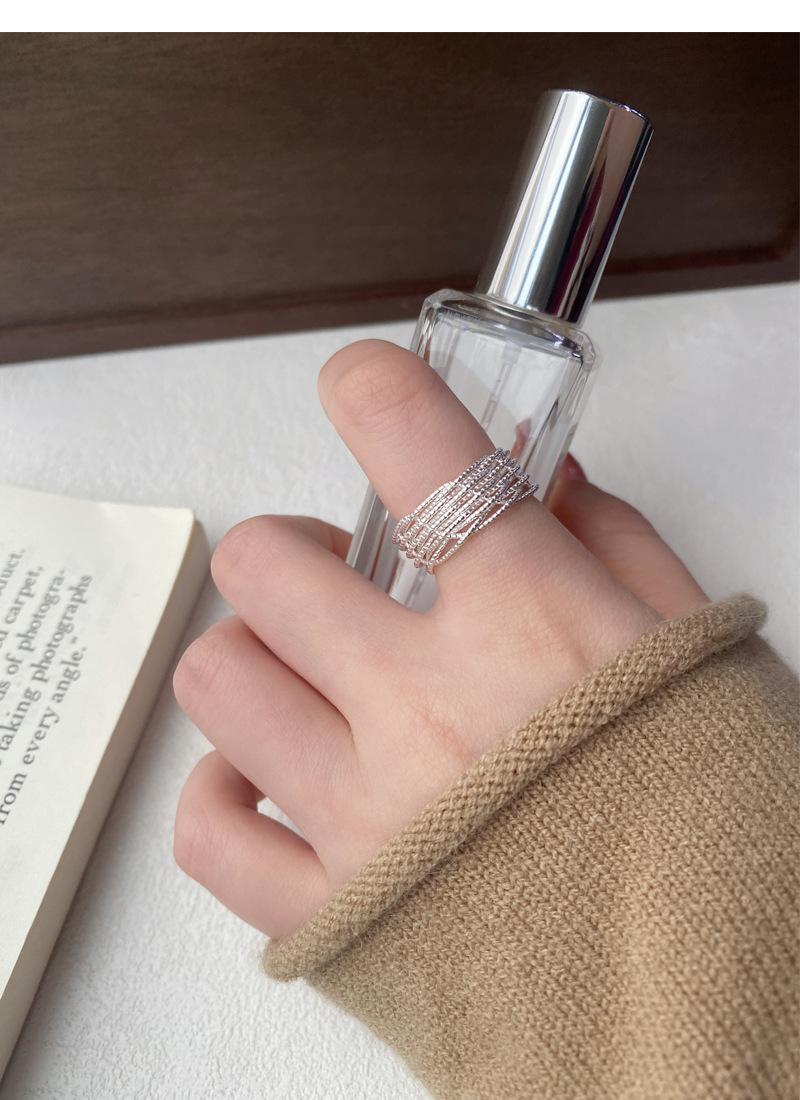 S925 Sterling Silver Braided Line Multi-layer Wrapped Ring Women's Open Ring -490(45%)