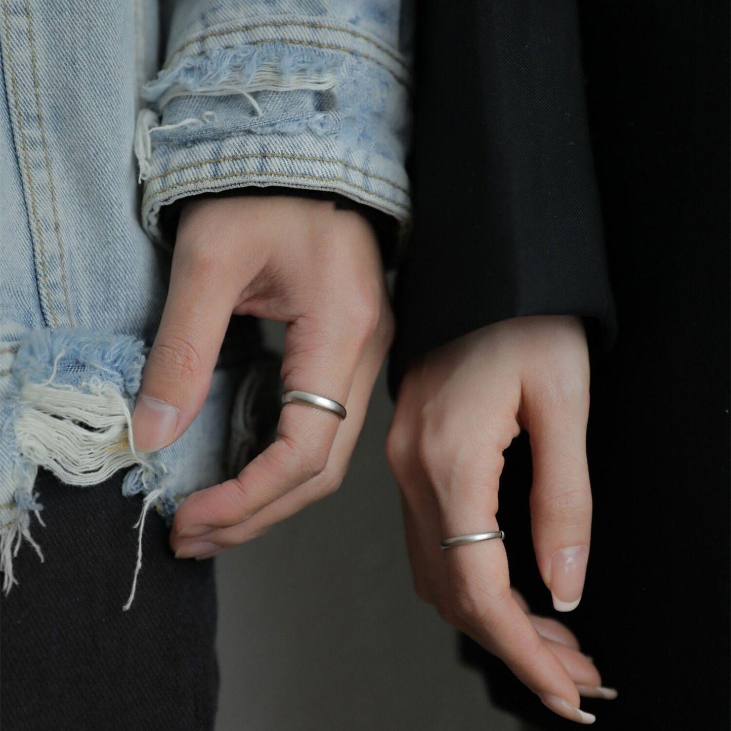 S925 Sterling Silver Matte Couple Rings Plain Band - 537 weddingring(45%)